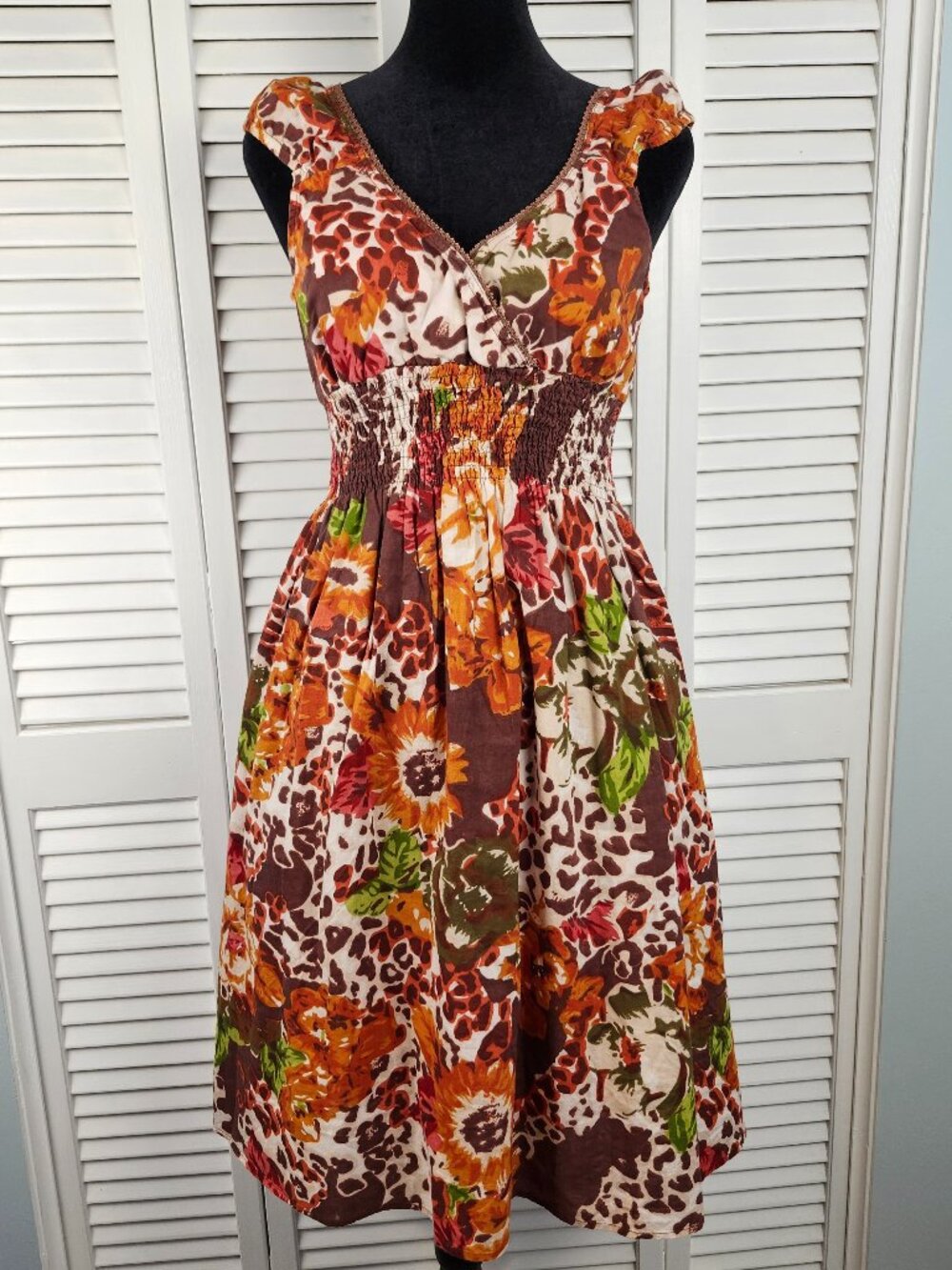 Y2K Babydoll Dress size Medium Cotton Floral Animal Print